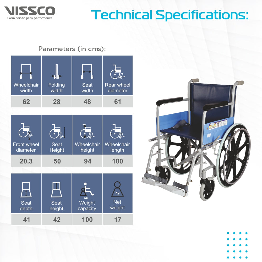 Vissco Classic Wheelchair - with Fixed Mag Wheels