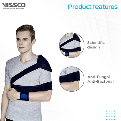 Elastic Shoulder Immobilizer with Cap (Firm Support) | Stabilizes the Shoulder in Resting Position & Promotes Healing (Black) - Vissco Next