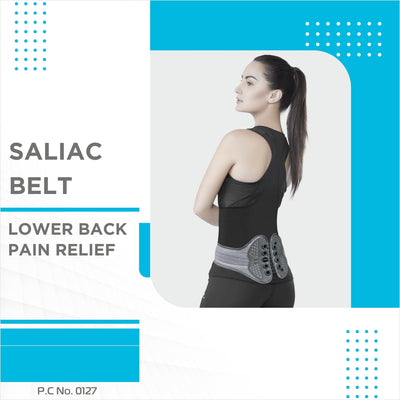 Saliac Lacepull Belt | Provides Moderate Back Support for Compression & Stability to the Sacroiliac Joint (Grey)