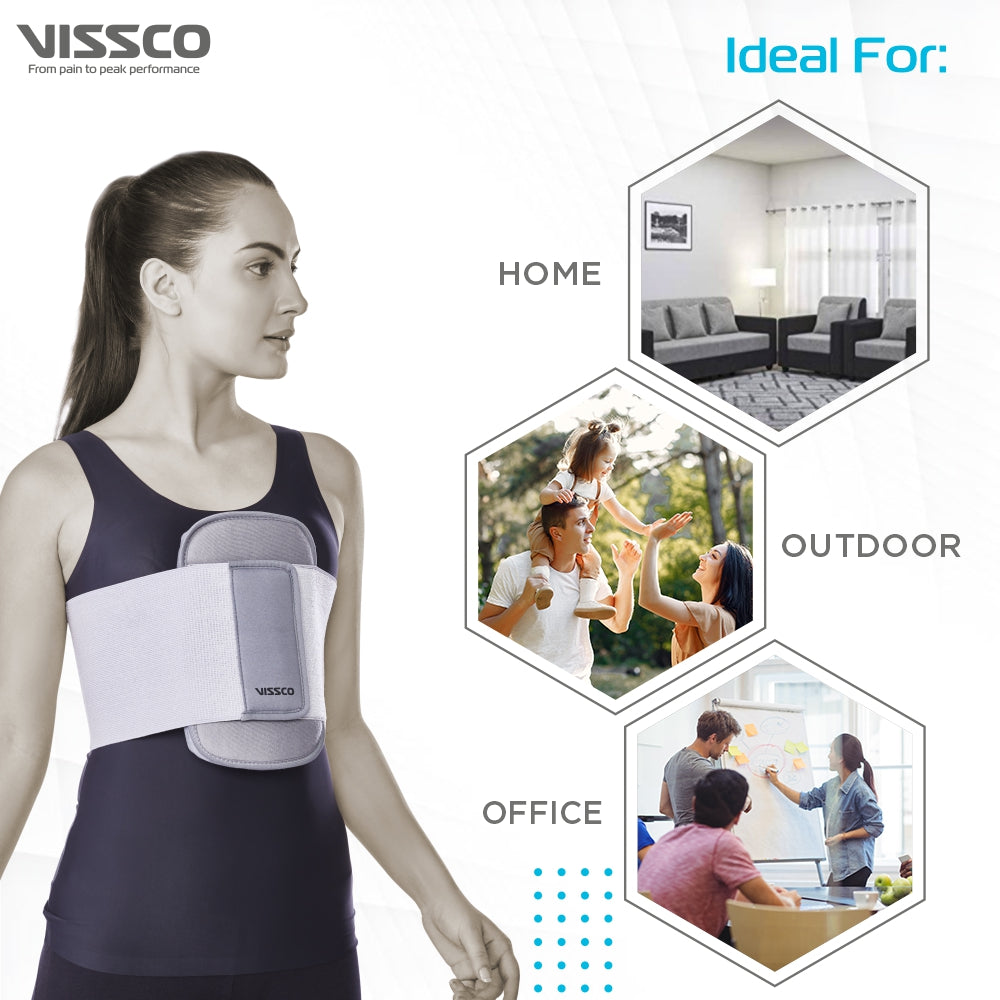 Vissco Chest Support Sternal Brace Belt For Rib Fracture, Chest Pain Relief - (Grey) - Vissco Rehabilitation 