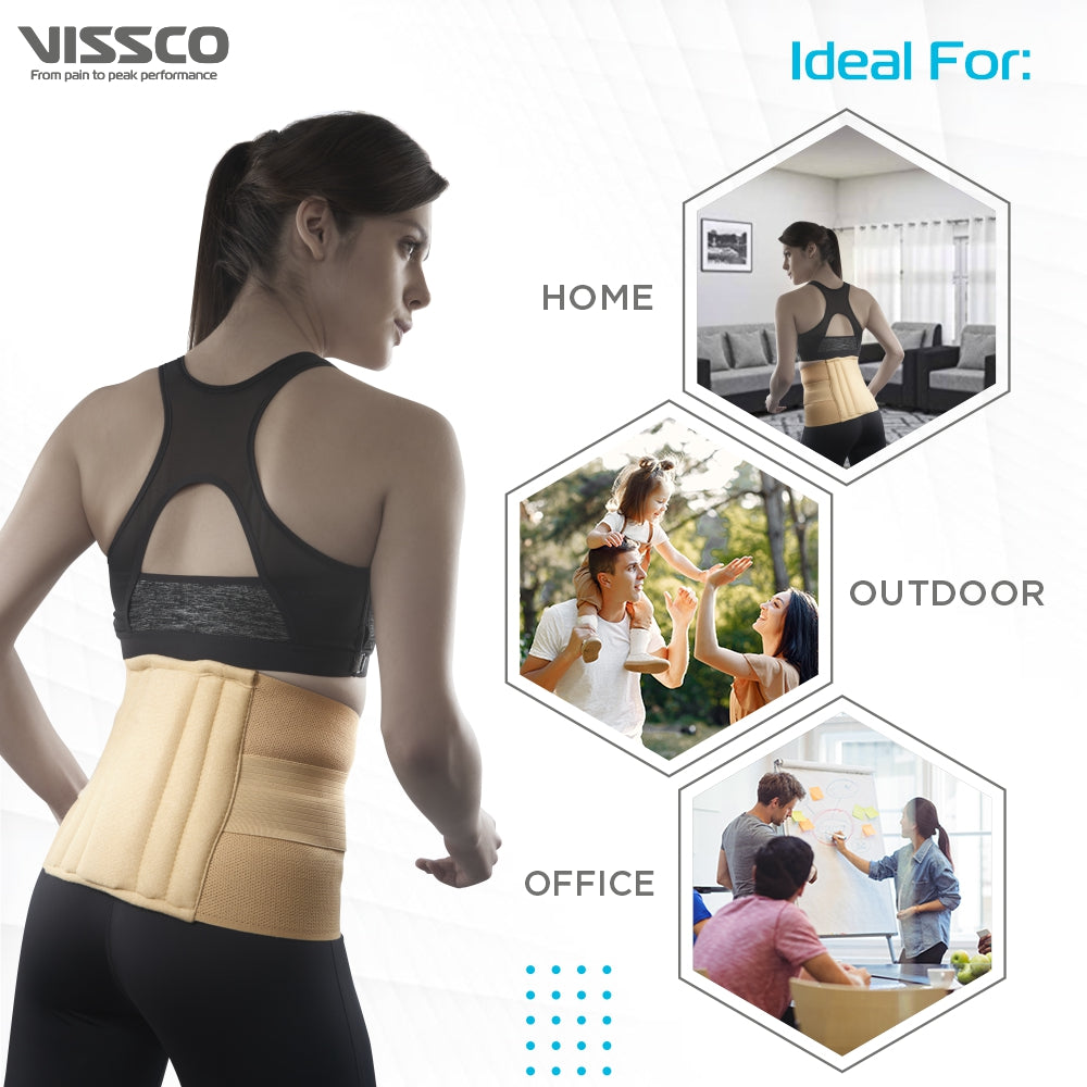 Sacro Lumbar Belt 10" Back Double Strap | Supports the Lower back | Corrects Posture & Relieves Back Pain (Beige) - Vissco Next