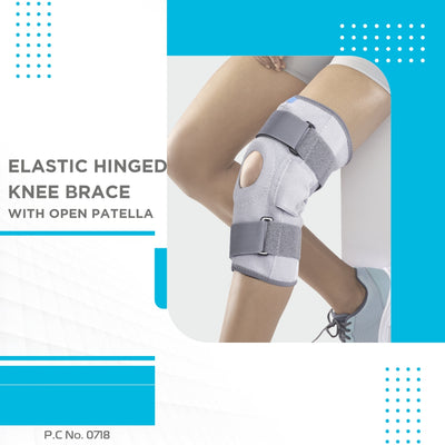 Stretchable Hinged Elastic with Open Patella | Ideal moderate support to provide Knee Pain Relief | Color - Grey (Single Piece) - Vissco Next
