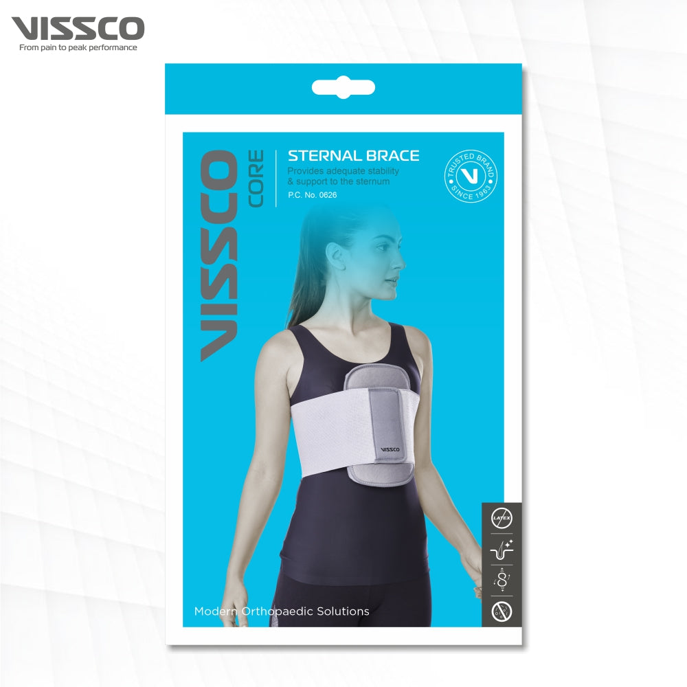 Sternal Brace (Moderate Support) |Provides Stability to the Sternum |  Relieves Chest Pain (Grey) - Vissco Next
