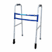 Medipedic Walker With Straight Castor (Single Bar) | Mild Steel | Foldable | Adjustable Height | Light Weight | High Grade Rubber Shoes & PVC Grip (Grey) - Vissco Next