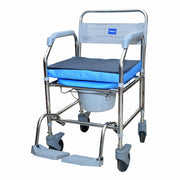 Vissco Comfort SS Shower & Commode Chair - with Wheels | Stainless Steel