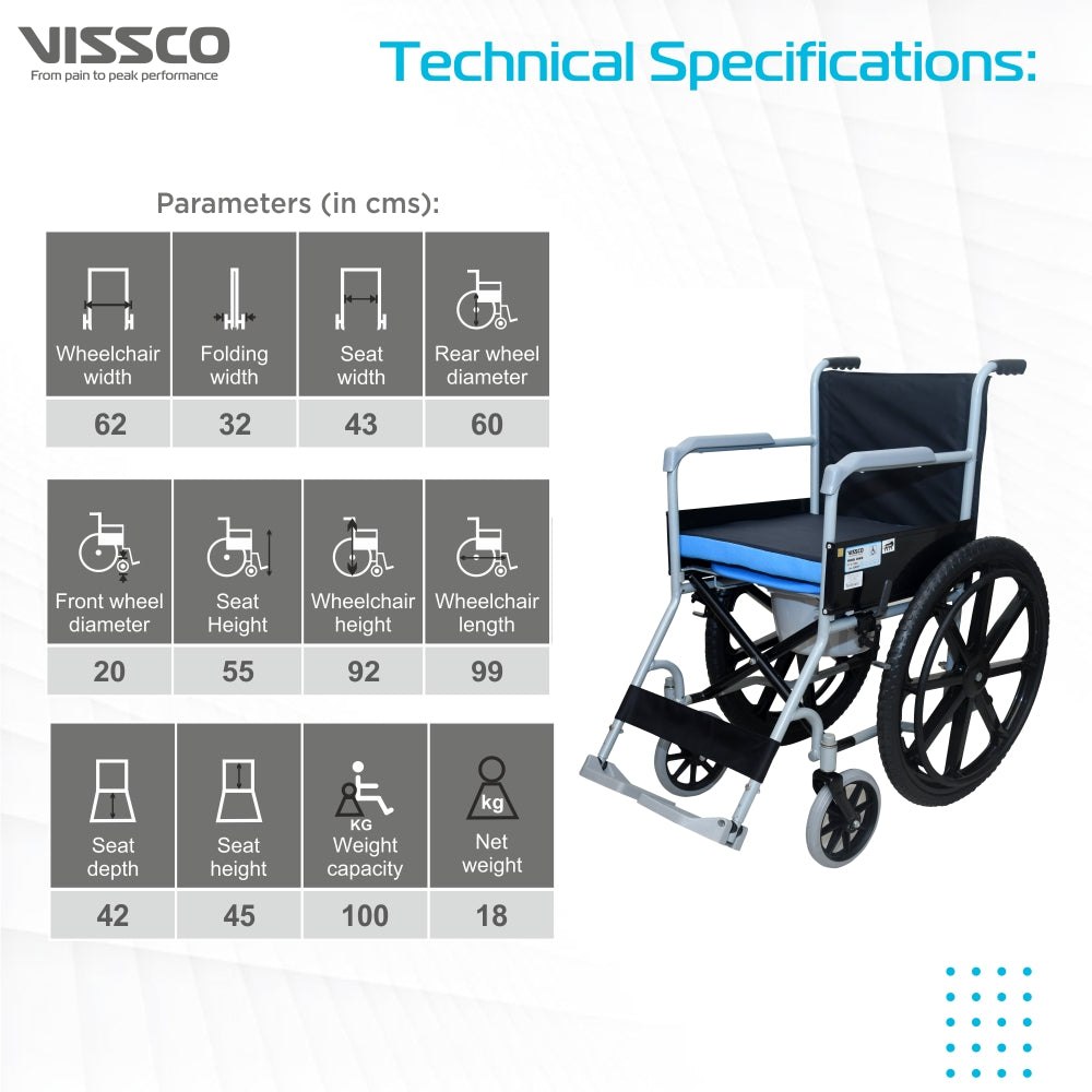 Vissco Rodeo Veer Wheelchair - with Removable Commode