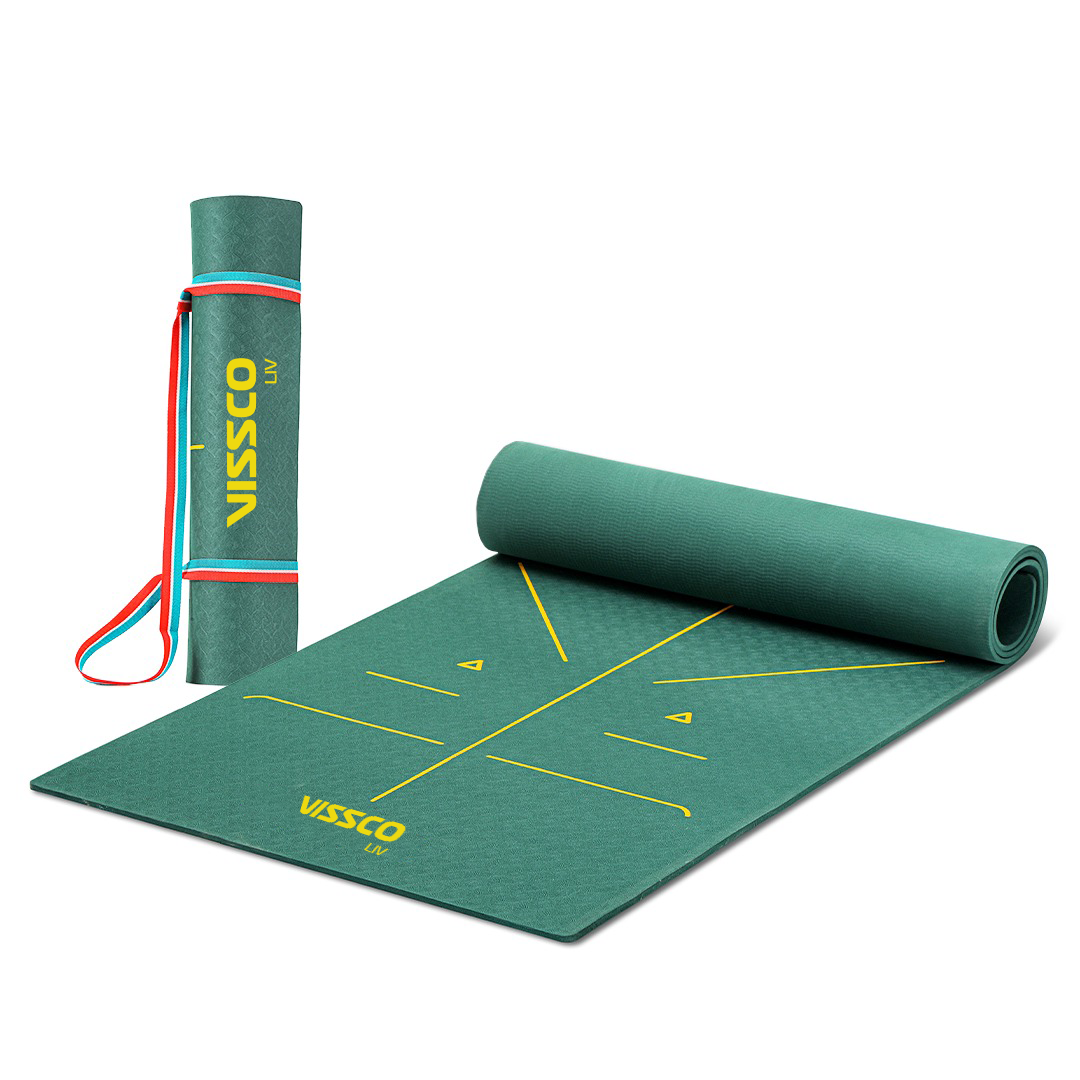 Alignment Yoga Mat | Probalance TPE material | Sweat Resistant | 72″ x 24″ | Thickness 6mm (Green)