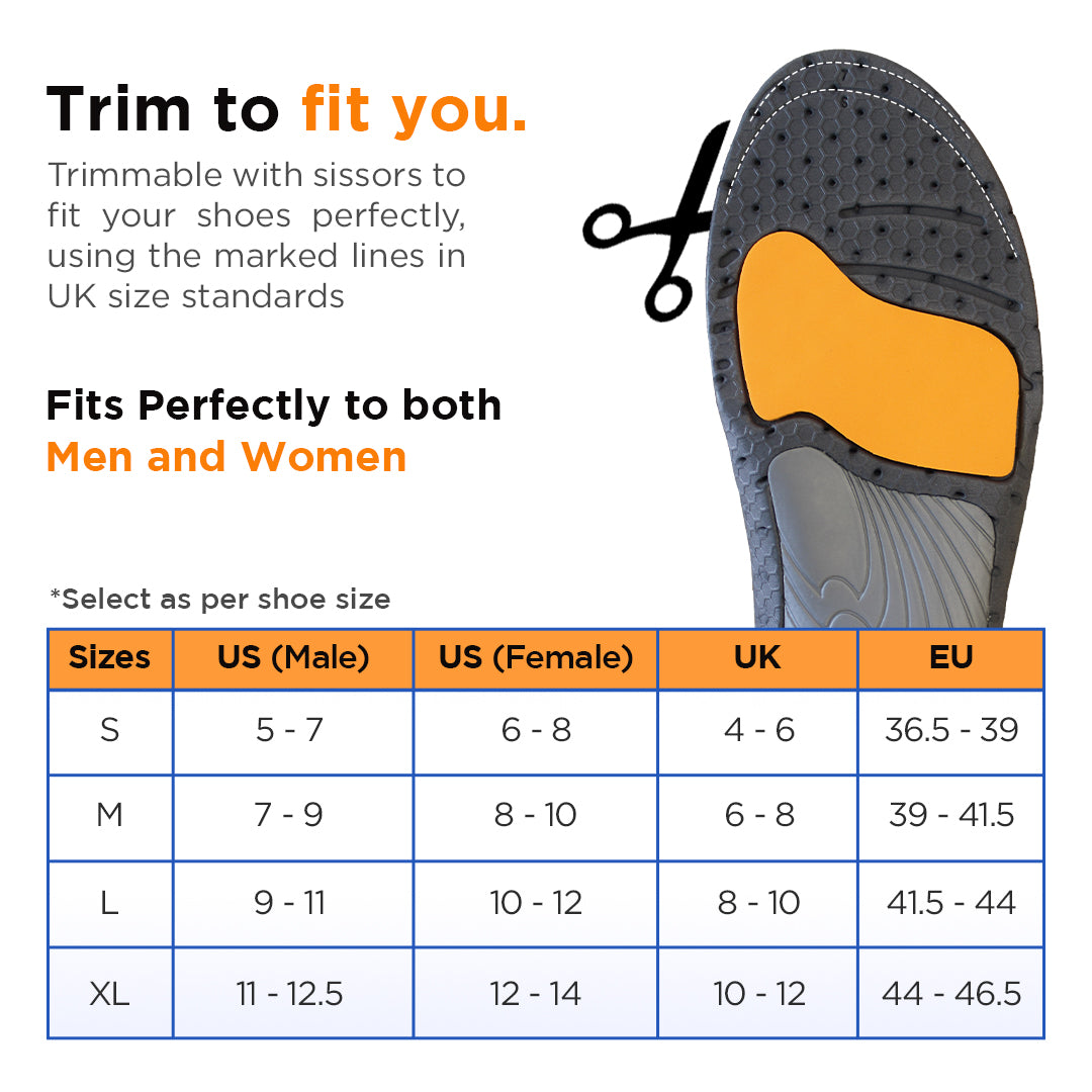 Orthotic Inserts 3/4 Length, High Arch Support Foot Insoles for  Over-Pronation Plantar Fasciitis Flat Feet Heel Pain Relief Shoe Inserts  for Running Sport Men & Women, L | Men's 9-11, Women's 10-12 - Walmart.com