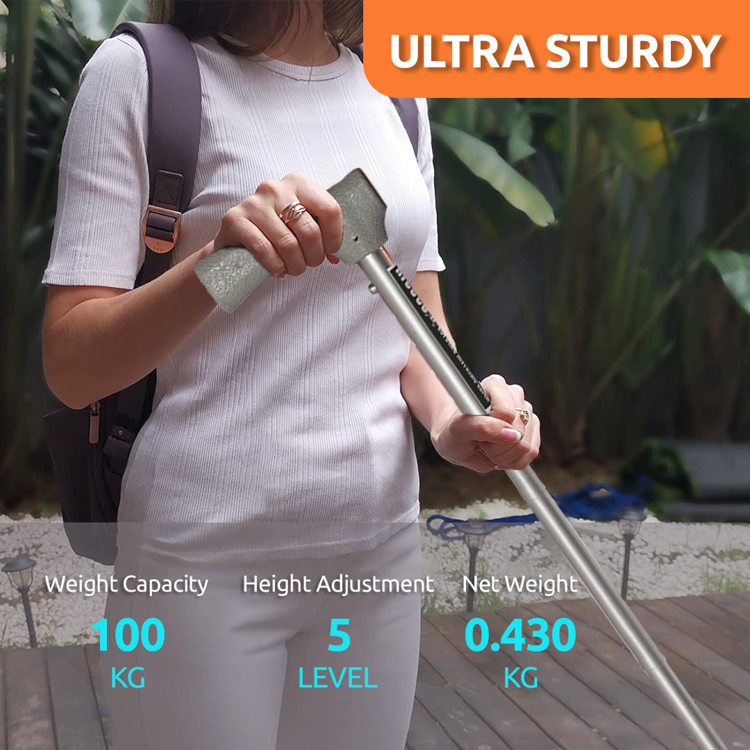 Vissco Avanti Walking Stick - Foldable, L-Shaped | Aluminum