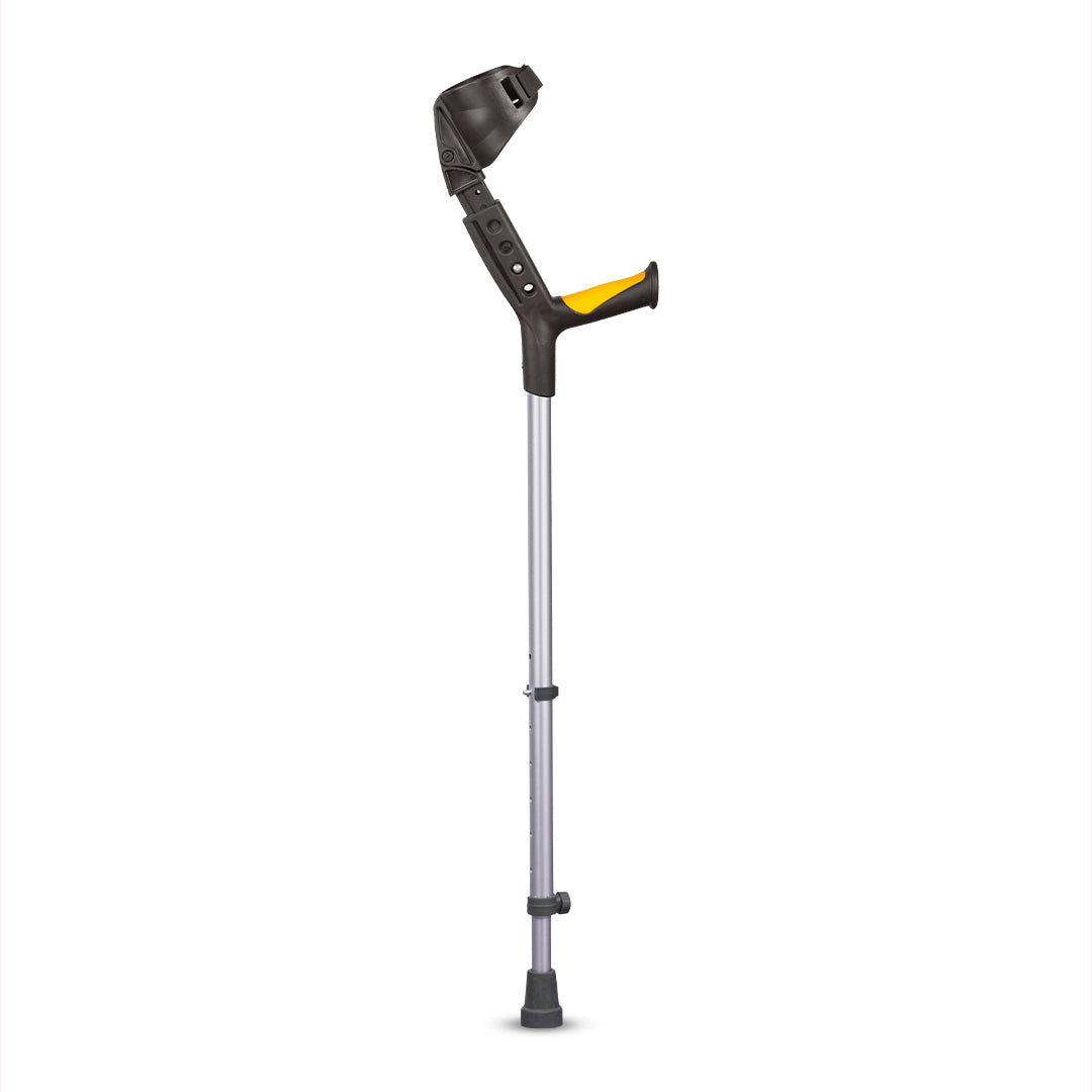 Astra Plus Crutch with Height Adjustable Elbow Support & Movable Arm Cuff, Light Weight- Single Piece (Grey)