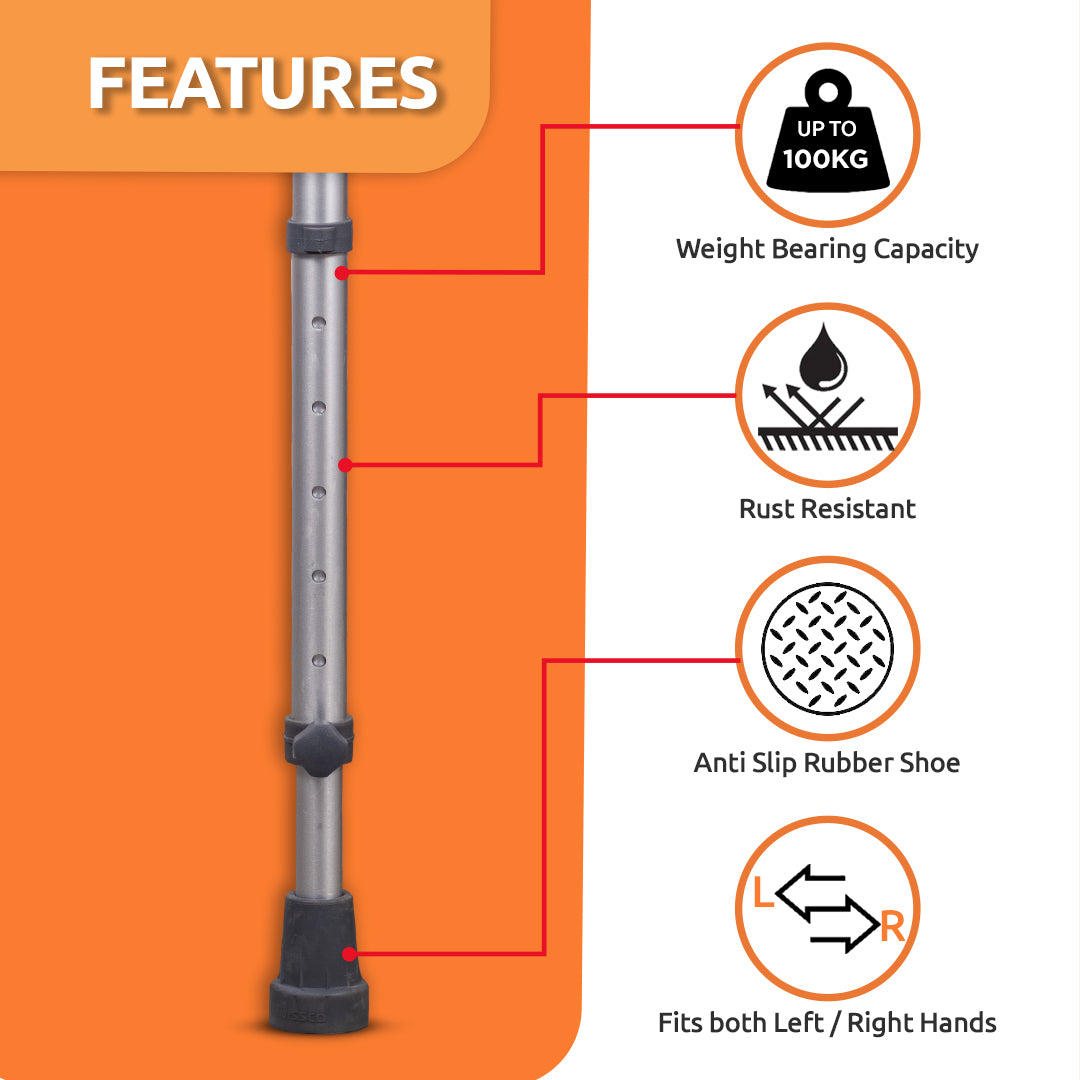 Vissco Astra Plus Elbow Crutch - Single | Aluminum